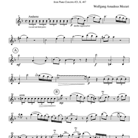 Andante - from Piano Concerto #21, K. 467 - Part 1 Flute, Oboe or Violin