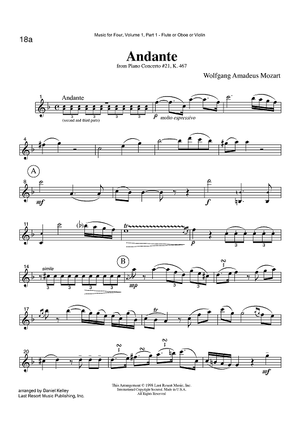 Andante - from Piano Concerto #21, K. 467 - Part 1 Flute, Oboe or Violin