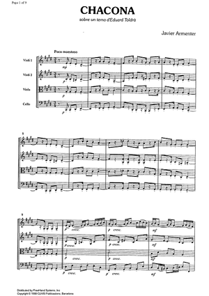 Chaconne on a theme of Eduar Toldrà - Score