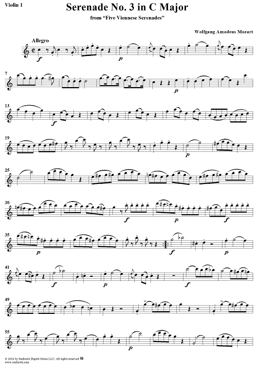 Serenade No. 3 in C Major from "Five Viennese Serenades" - Violin 1