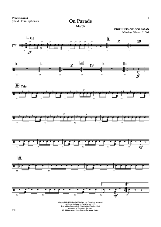 On Parade March - Percussion 3