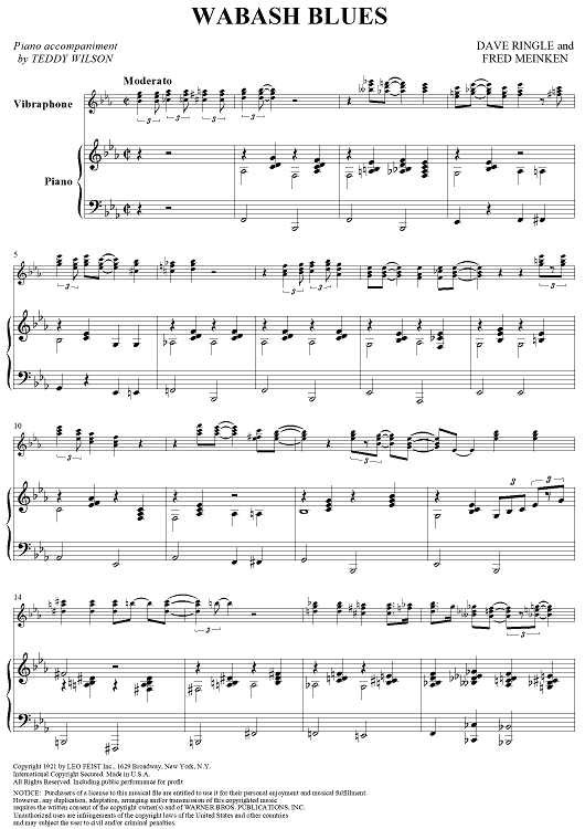 Wabash Blues - Piano Score