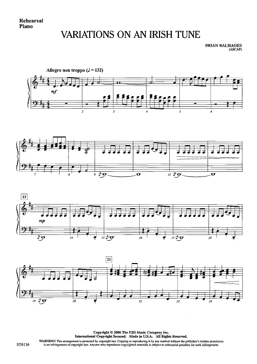 Variations on an Irish Tune - Rehearsal Piano