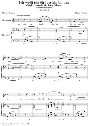 6 Lieder, Opus 68, No. 2, Ich wollt ein Sträusslein binden (Clemens Brentano)