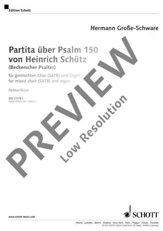 Partita on Psalm 150 by Heinrich Schütz - Score