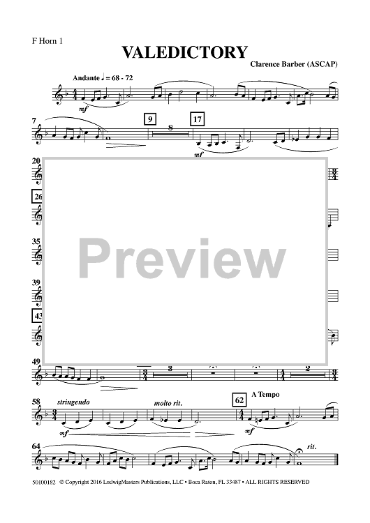 Valedictory - Horn 1 in F