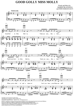 Good Golly Miss Molly (Lead sheet with lyrics ) Sheet music for Piano  (Solo) Easy
