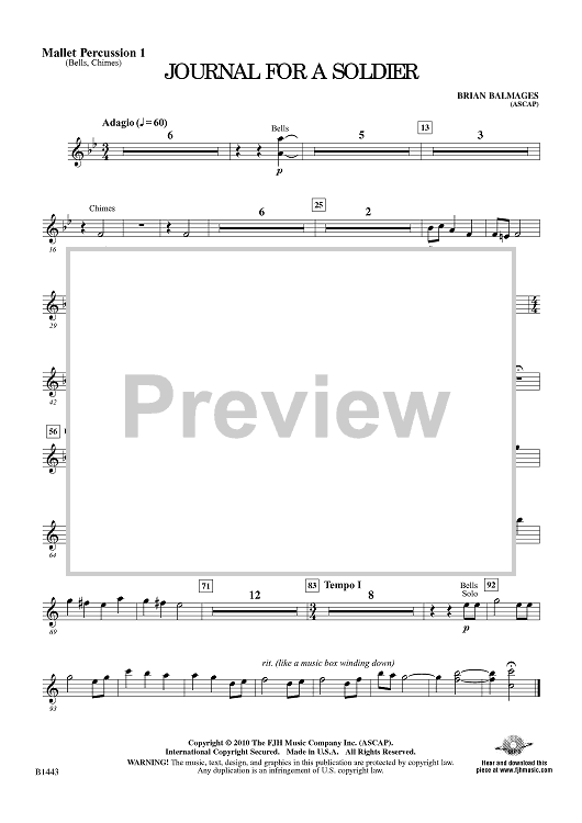 Journal For A  Soldier - Mallet Percussion 1