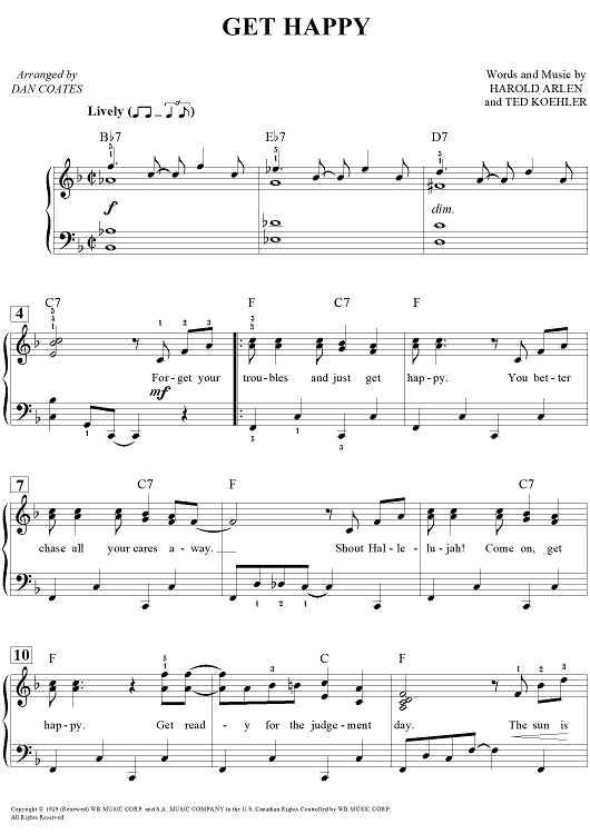 Free Piano Sheet Music – Happy Song Op. 36, No. 31 – Gedike
