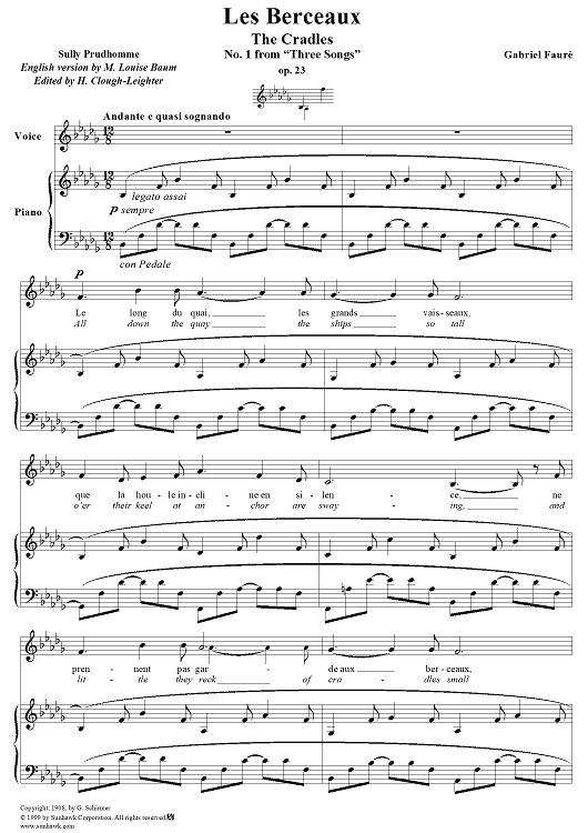 Les Berceaux  (The Cradles) - No. 1 from "Three Songs" op. 23