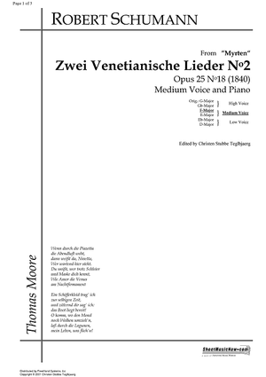 Zwei Venetianische Lieder No. 2 Op.25 No.18