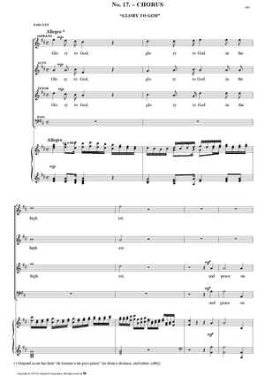 Messiah, no. 17: Glory to God - Piano Score