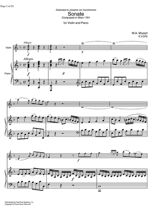 Sonata No.24 F Major KV376 - Score