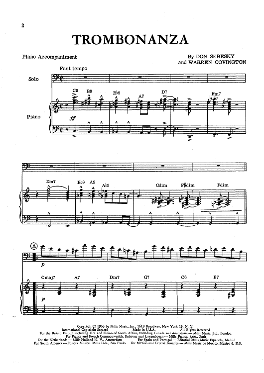 Trombonanza - Piano Accompaniment