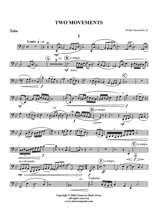 Two Movements for Solo Tuba - Tuba