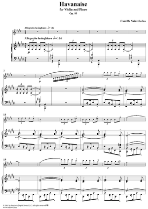 Havanaise - Piano Score