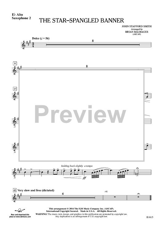 The Star-Spangled Banner - Eb Alto Sax 2