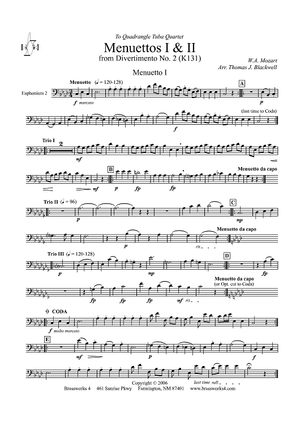 Menuettos I & II (from Divertimento No. 2, K131) - Euphonium 2 BC