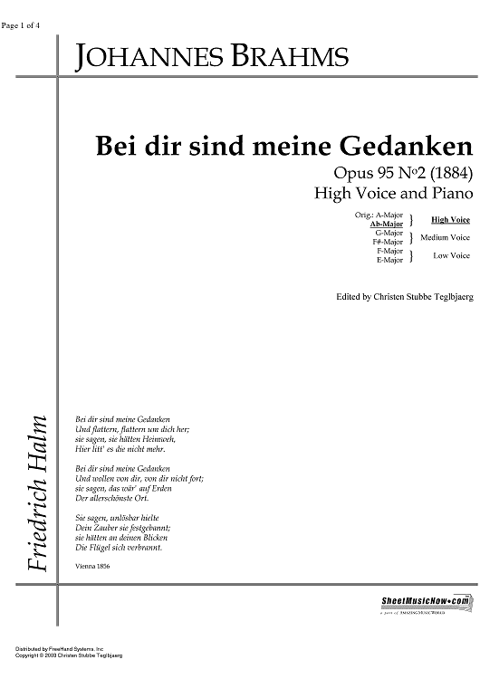 Bei dir sind meine Gedanken Op.95 No. 2