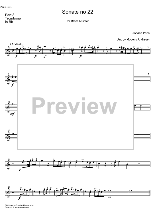 Sonata No.22 - B-flat Trombone 1