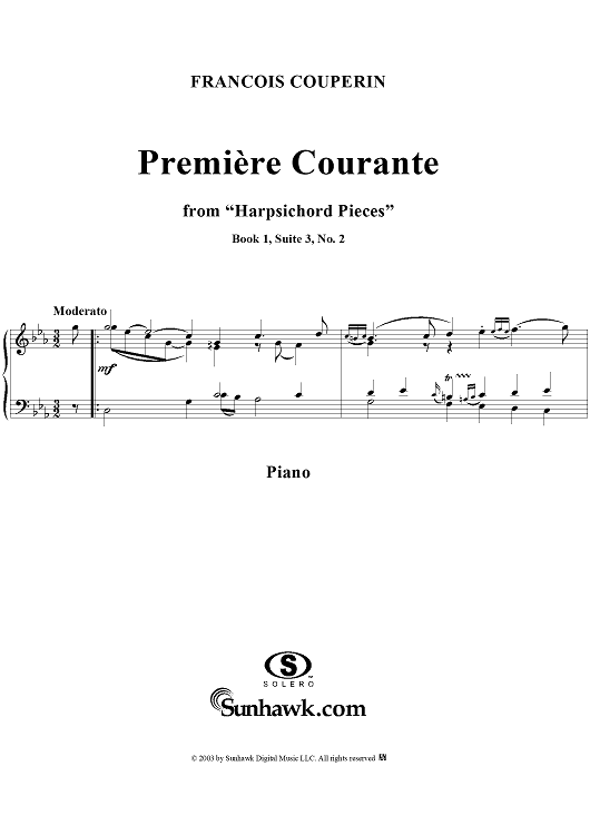 Harpsichord Pieces, Book 1, Suite 3, No. 2: Premiere Courante