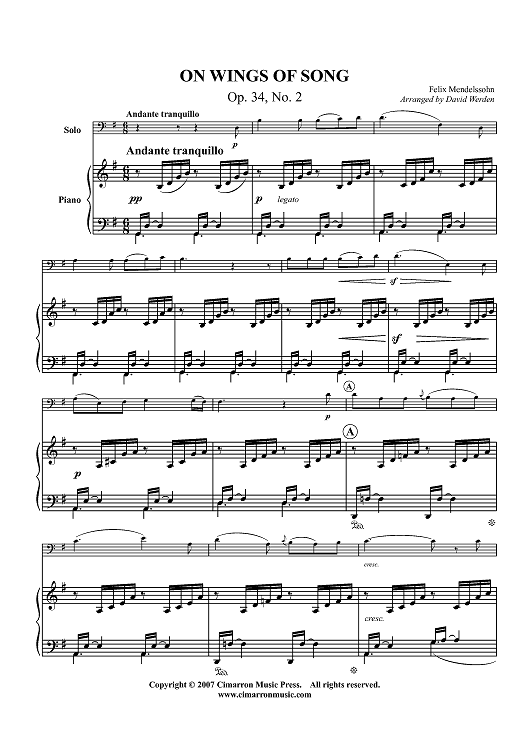 On Wings of Song Op. 34, No.2 - Piano Score