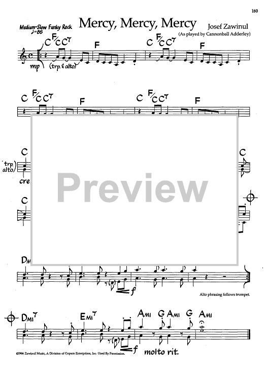 Mercy, Mercy, Mercy - Bb Instruments