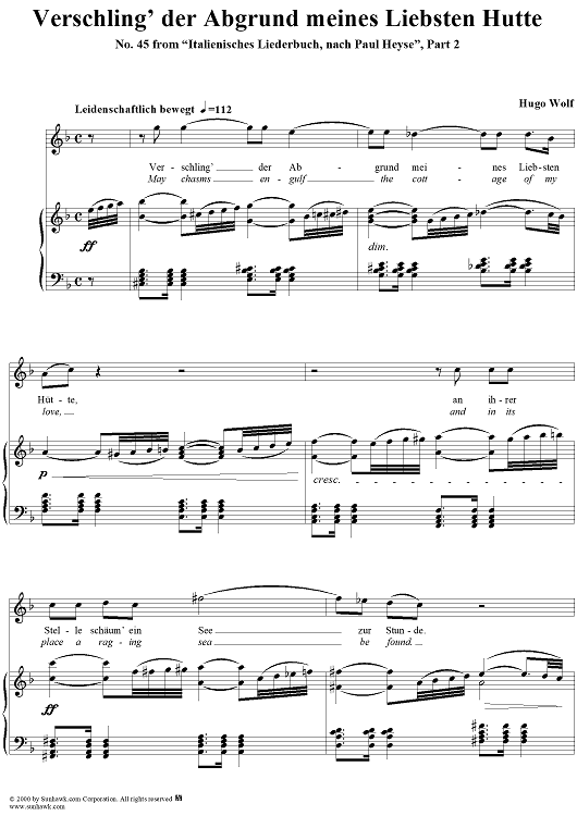 Italienisches Liederbuch, nach Paul Heyse, Part 2, No. 45 - Verschling' der Abgrund meines Liebsten Hütte