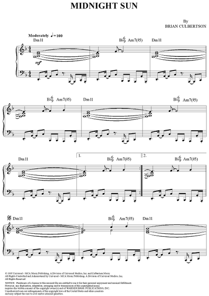 Under Midnight Sun (Gratulation from Frosoblomster) - Sheet Music