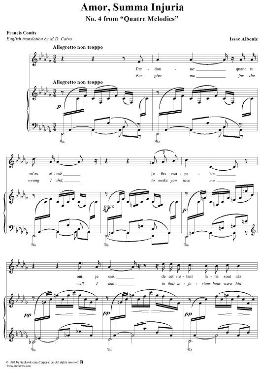 Quatre Mélodies, No. 4: Amor Summa Injuria