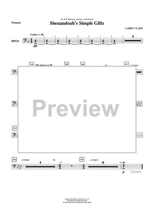 Shenandoah's Simple Gifts - Timpani