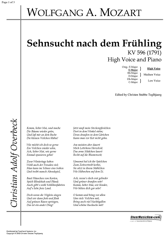 Sehnsucht nach dem Frühling KV596