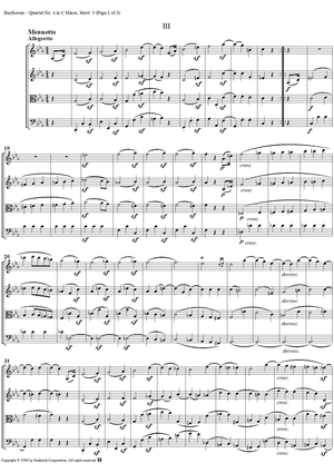 Op. 18, No. 4, Movement 3 - Menuetto - Score