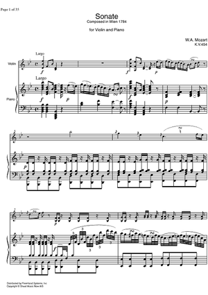 Sonata No.32 Bb Major KV454 - Score