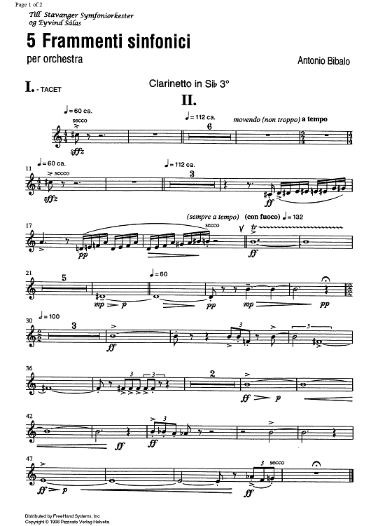 5 Frammenti sinfonici - B-flat Clarinet 3