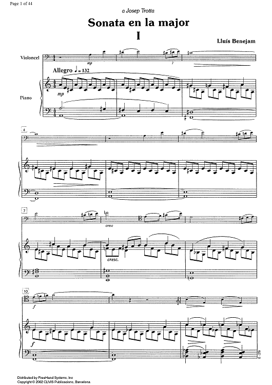 Sonata en la major (Sonata in A major) - Score