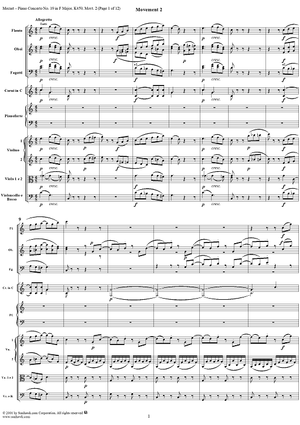 Piano Concerto No. 19 in F Major, Movement 2 (K459) - Full Score