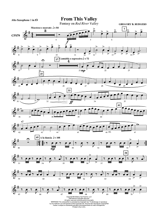 From This Valley - Alto Sax 1