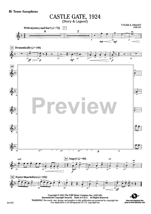 Castle Gate, 1924 (Story & Legend) - Bb Tenor Sax