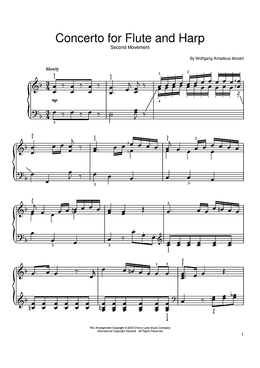 Concerto For Flute And Harp (Second Movement)