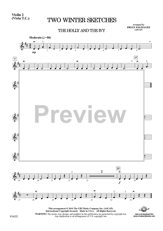 Two Winter Sketches - Violin 2 (Viola T.C.)