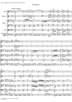 Symphony No. 29 in A Major, Movement 4 - Full Score