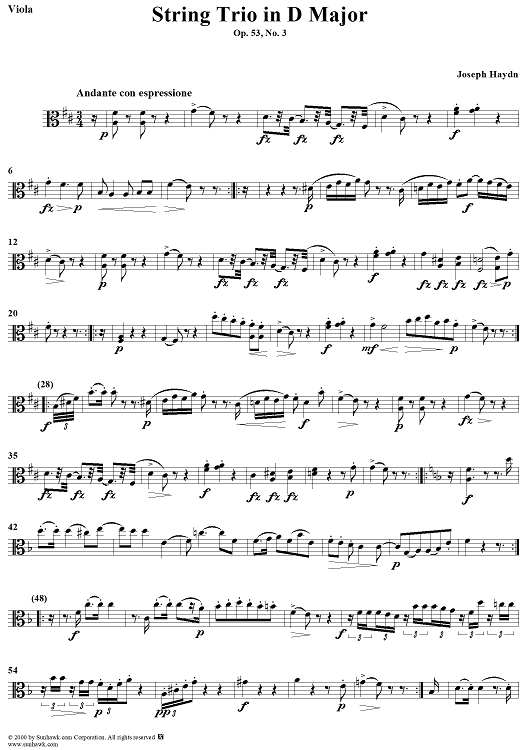 String Trio in D Major, Op. 53, No. 3 - Viola