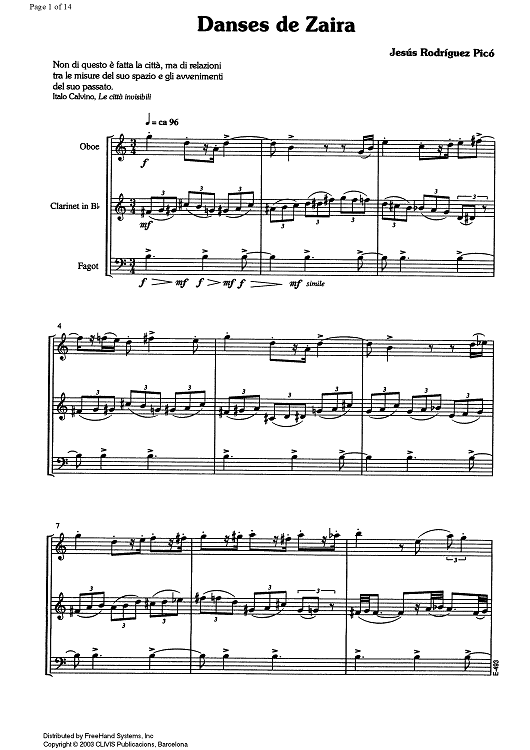 Danses de Zaira - Score