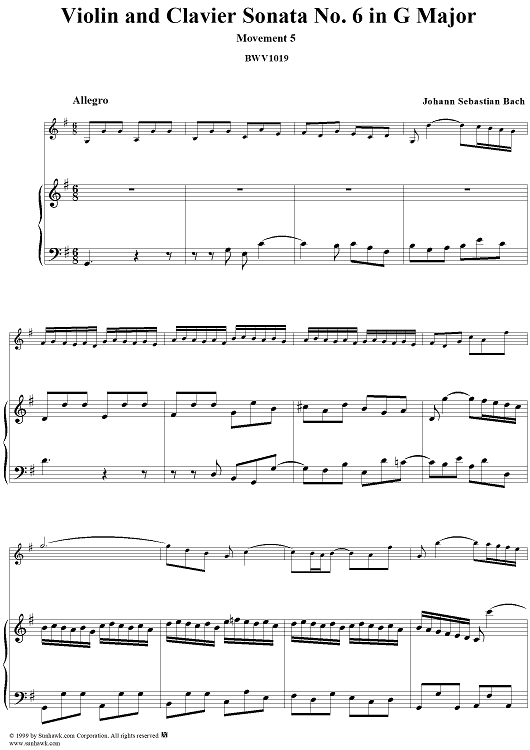 Violin Sonata No. 6, Movement 5 - Piano Score