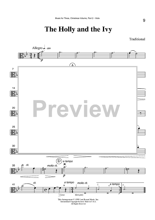 The Holly and the Ivy - Part 2 Viola