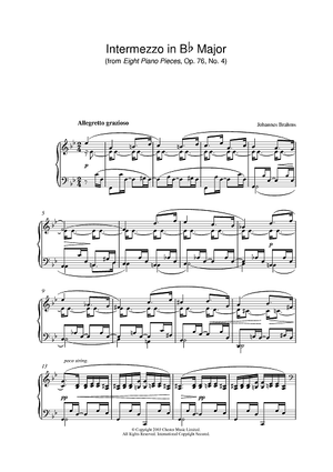 Intermezzo in Bb Major (from Eight Piano Pieces, Op. 76, No. 4)