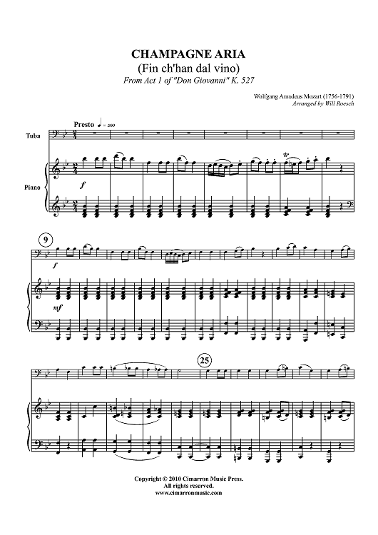 Champagne Aria - Piano Score