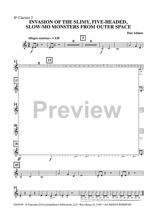 Invasion of the Slimy, Five-Headed, Slow-Mo Monsters from Outer Space - Clarinet 2 in Bb