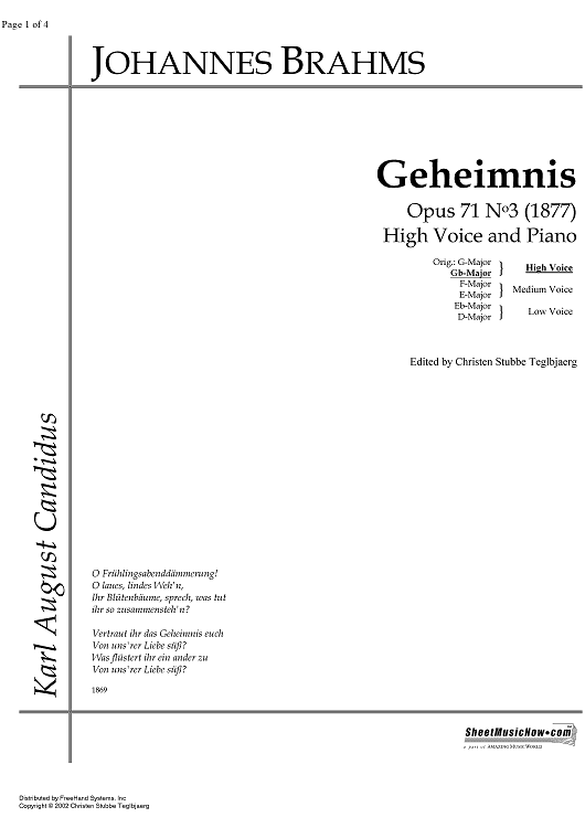 Geheimnis Op.71 No. 3